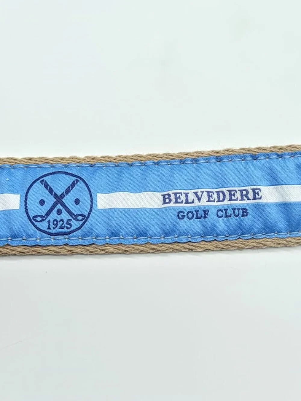 Belvedere Golf Club Fabric Brown Leather Belt - 40